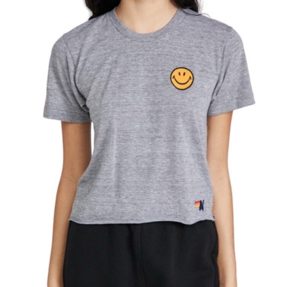 Aviator Nation Smiley Stitch Boyfriend Tee Size XS